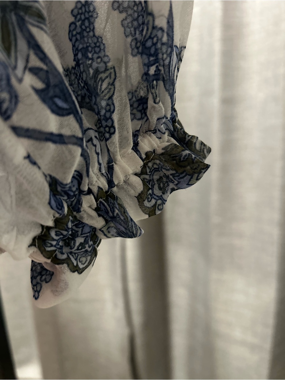 Wonderly Blue Floral Ruffle Tie-Front Blouse - Picture 3 of 6